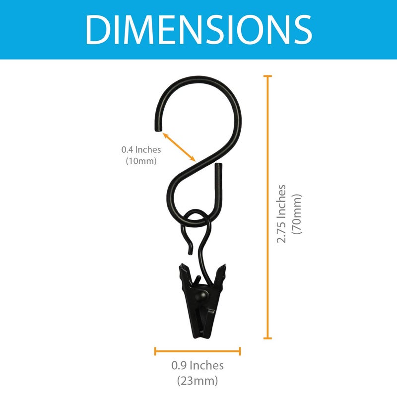 Millennial Essentials Curtain Clips with Hook for Curtain, Photos, Home Decoration, Arts and Craft Display, Party String Light, Outdoor Wire Holder, Black 25 Pack - Image 3